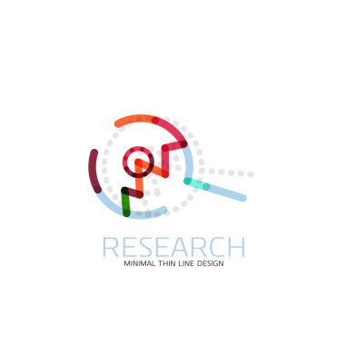 Vektör ince çizgi logo Büyüteç, ara ve bul veya yakınlaştırma logo tasarım. Doğrusal minimalist iş simgesi