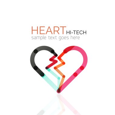 Logo aşk kalp, doğrusal geometrik iş simgesi