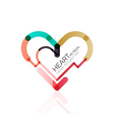 Logo aşk kalp, doğrusal geometrik iş simgesi