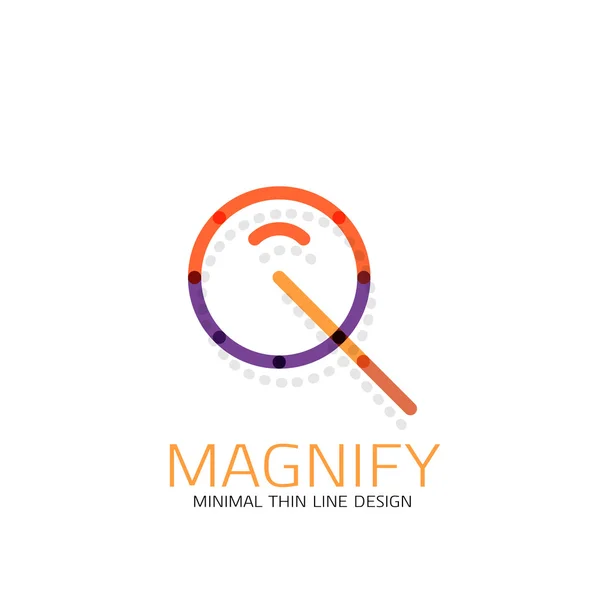 Vector thin line design logo magnifying glass, search and find or zoom logotype concept. Linear minimalistic business icon — Stock Vector