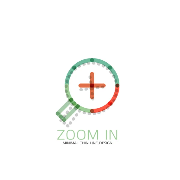 Vector thin line design logo magnifying glass, search and find or zoom logotype concept. Linear minimalistic business icon — Stock Vector