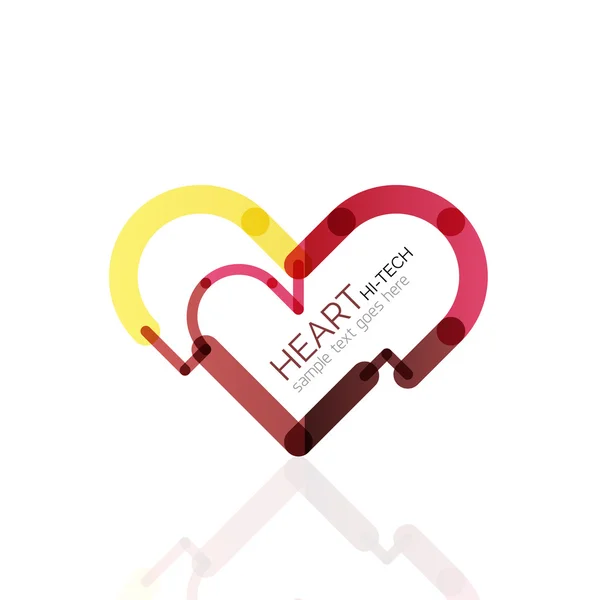 Logo love heart, astratto lineare geometrica icona di business — Vettoriale Stock