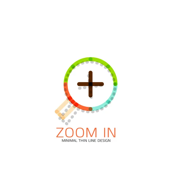 Vector thin line design logo magnifying glass, search and find or zoom logotype concept. Linear minimalistic business icon — Stock Vector