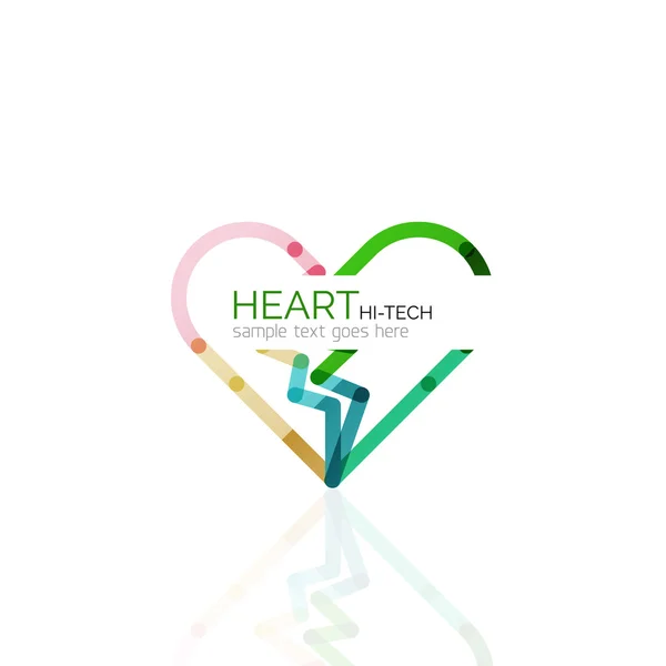 Logo love heart, astratto lineare geometrica icona di business — Vettoriale Stock