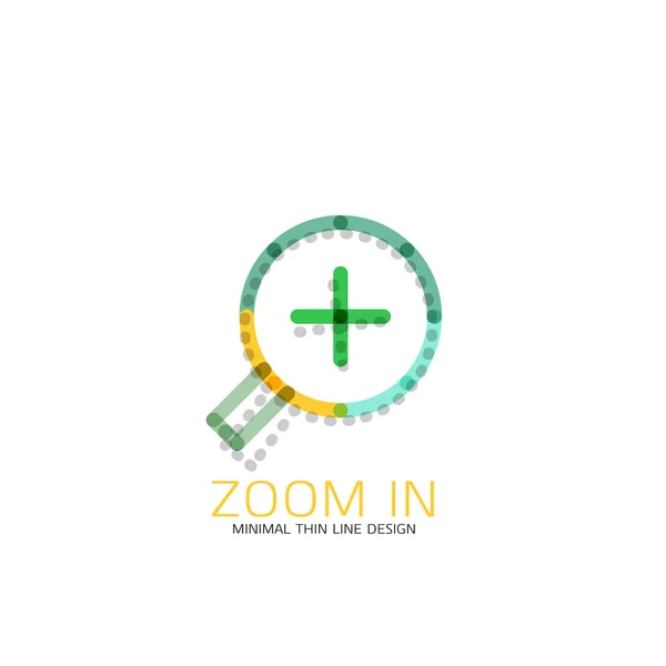 Vector thin line design logo magnifying glass, search and find or zoom logotype concept. Linear minimalistic business icon — Stock Vector