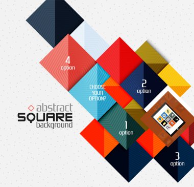 Geometrik kare şekilleri ve Infographic seçeneği öğeleri tablet ile