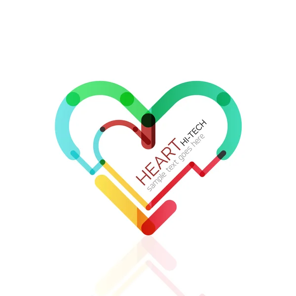 Logo love heart, astratto lineare geometrica icona di business — Vettoriale Stock