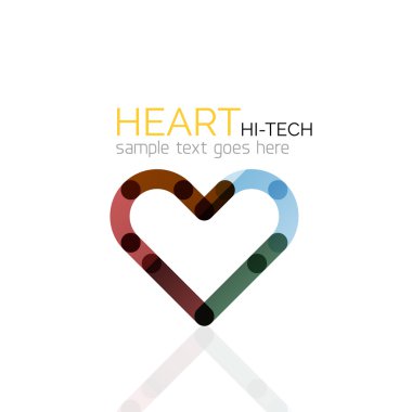 Logo aşk kalp, doğrusal geometrik iş simgesi