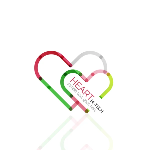 Logo love heart, astratto lineare geometrica icona di business — Vettoriale Stock