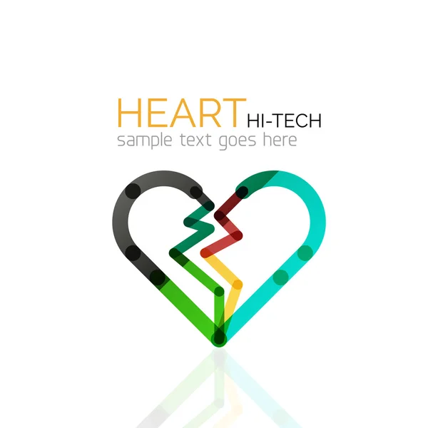 Logo corazón del amor, icono de negocio geométrico lineal abstracto — Archivo Imágenes Vectoriales