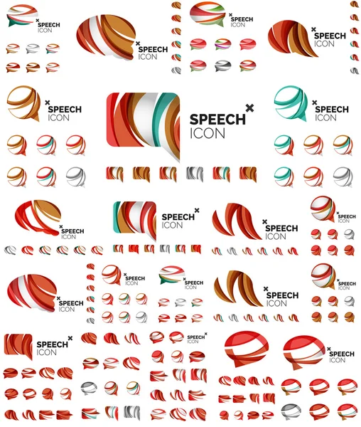 연설 거품 아이콘 설정, 중복 도형 스타일 디자인 — 스톡 벡터