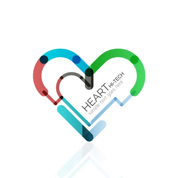 Logo liefde hart, abstracte lineaire geometrische business pictogram — Stockvector