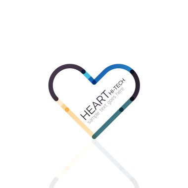 Logo aşk kalp, doğrusal geometrik iş simgesi