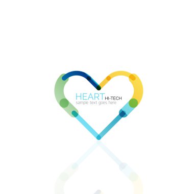 Logo aşk kalp, doğrusal geometrik iş simgesi