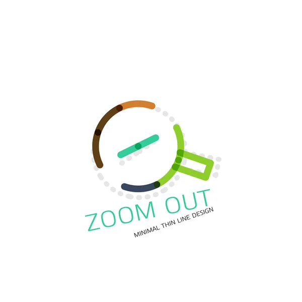 Vector thin line design logo magnifying glass, search and find or zoom logotype concept. Linear minimalistic business icon — Stock Vector