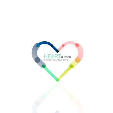 Logo aşk kalp, doğrusal geometrik iş simgesi