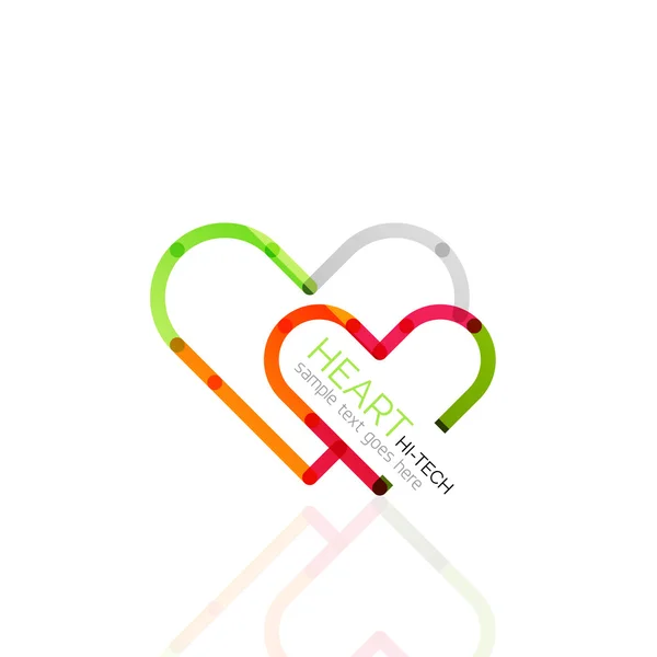 Logo love heart, astratto lineare geometrica icona di business — Vettoriale Stock