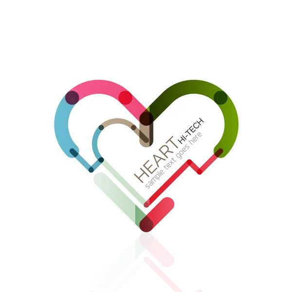 Logo love heart, astratto lineare geometrica icona di business — Vettoriale Stock