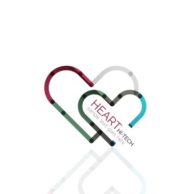 Logo aşk kalp, doğrusal geometrik iş simgesi