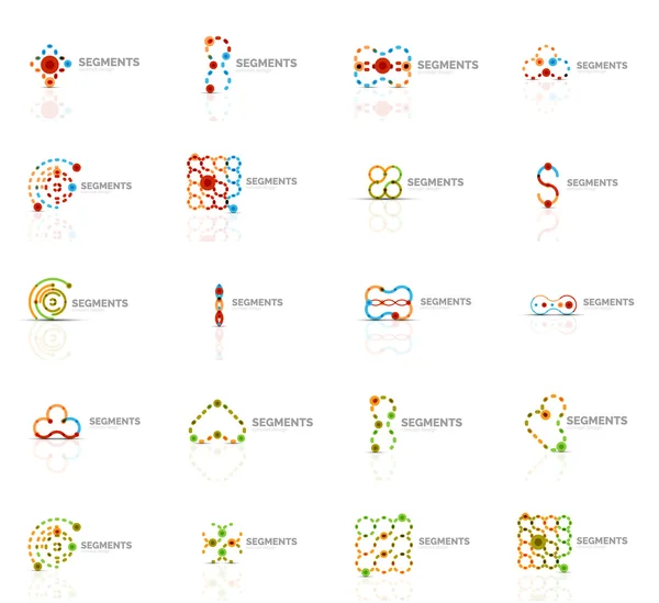 Ensemble de logos abstraits linéaires. Tourbillon, cercle, boucle infinie et d'autres concepts. Modèles de marque Logotype — Image vectorielle