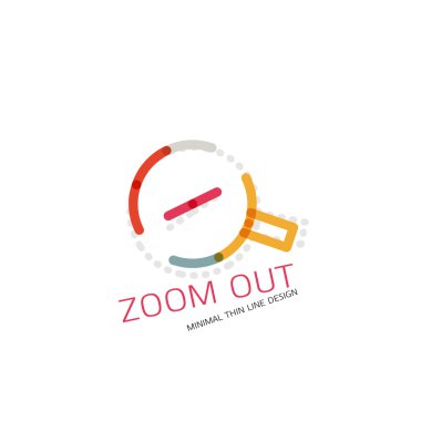Vektör ince çizgi logo Büyüteç, ara ve bul veya yakınlaştırma logo tasarım. Doğrusal minimalist iş simgesi