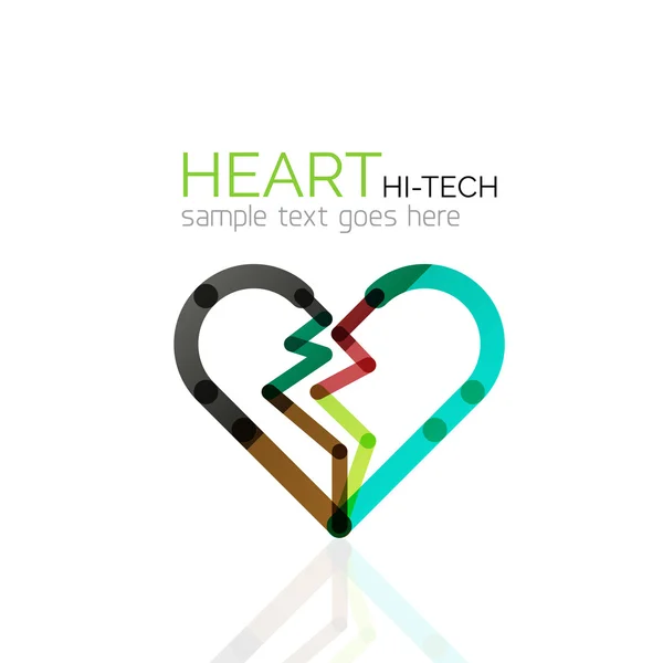 Logo corazón del amor, icono de negocio geométrico lineal abstracto — Vector de stock