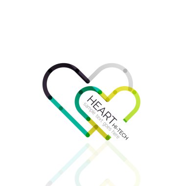 Logo aşk kalp, doğrusal geometrik iş simgesi