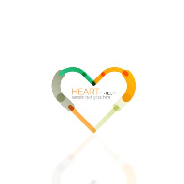 Logo aşk kalp, doğrusal geometrik iş simgesi