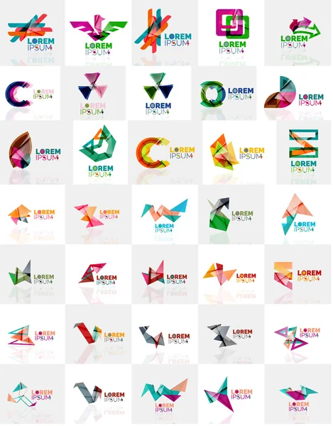 Colección de coloridos logotipos abstractos de origami — Vector de stock