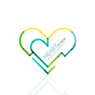 Logo aşk kalp, doğrusal geometrik iş simgesi