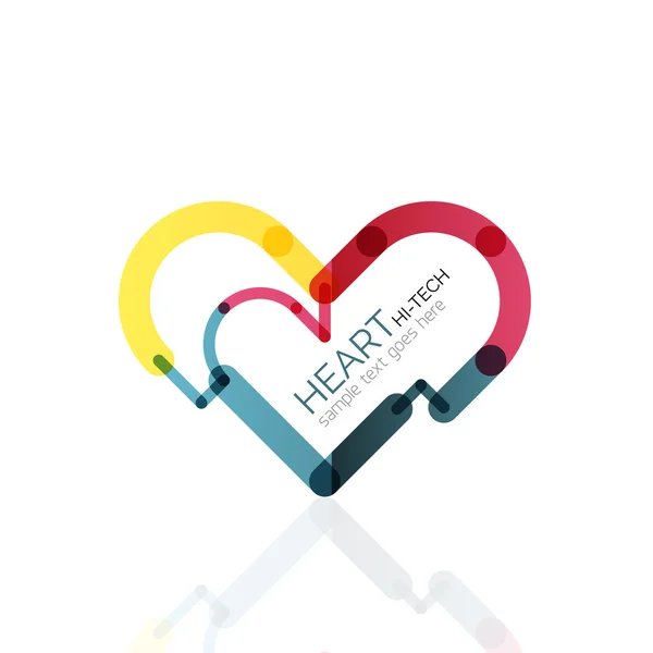 Logo liefde hart, abstracte lineaire geometrische business pictogram — Stockvector