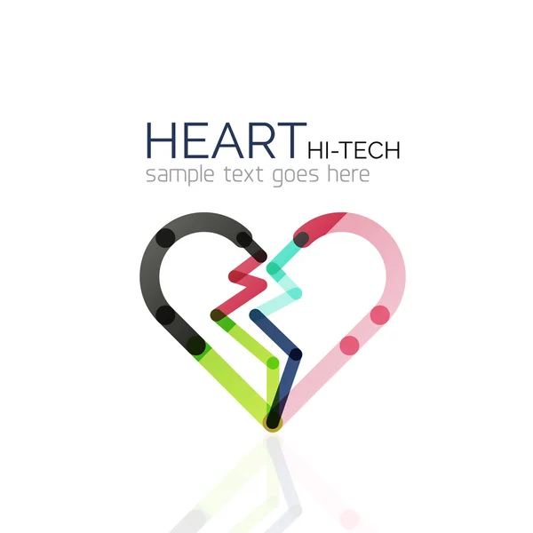 Logo corazón del amor, icono de negocio geométrico lineal abstracto — Vector de stock