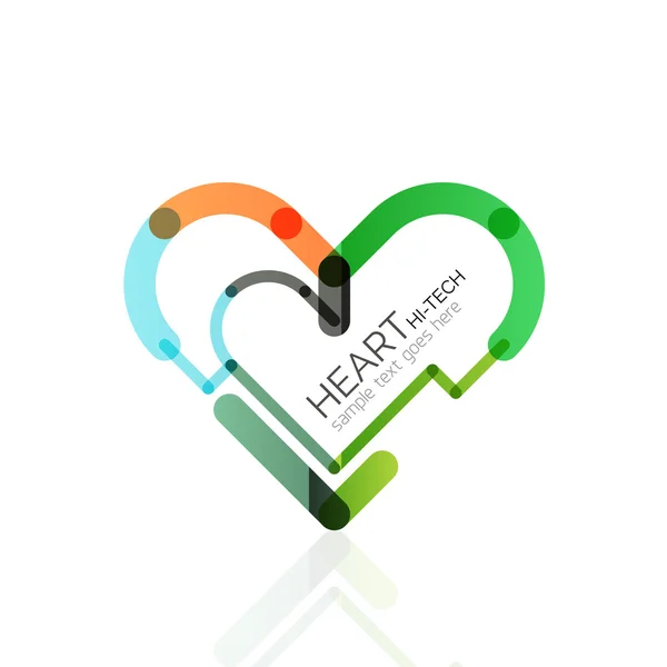 Logo love heart, astratto lineare geometrica icona di business — Vettoriale Stock