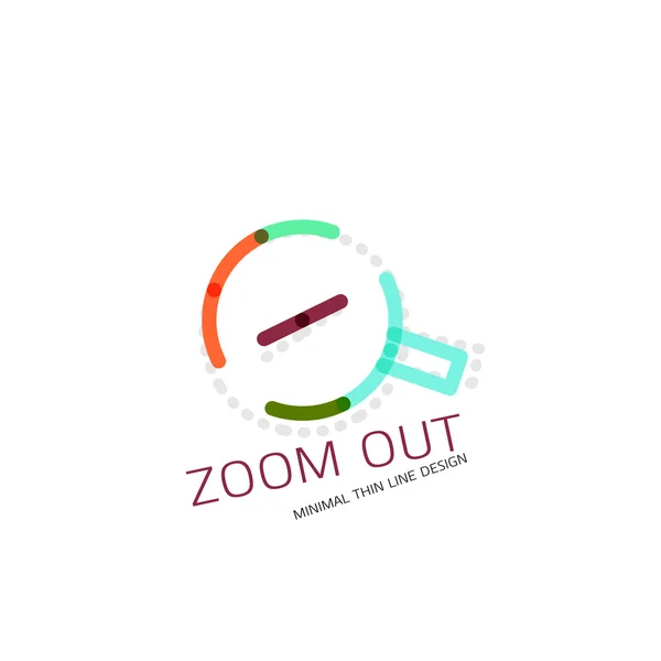 Vector thin line design logo magnifying glass, search and find or zoom logotype concept. Linear minimalistic business icon — Stock Vector