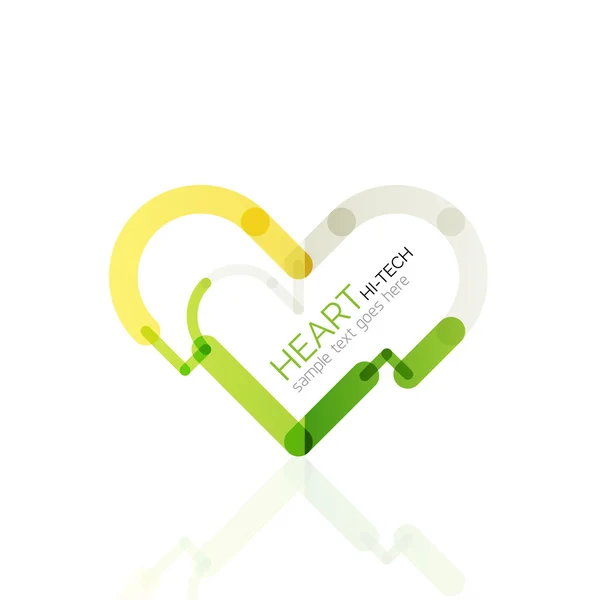 Logo love heart, astratto lineare geometrica icona di business — Vettoriale Stock