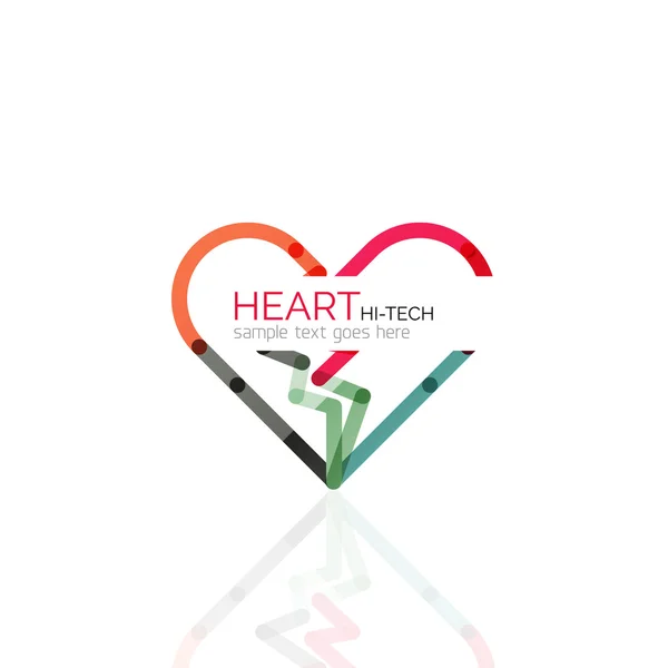 Logo liefde hart, abstracte lineaire geometrische business pictogram — Stockvector