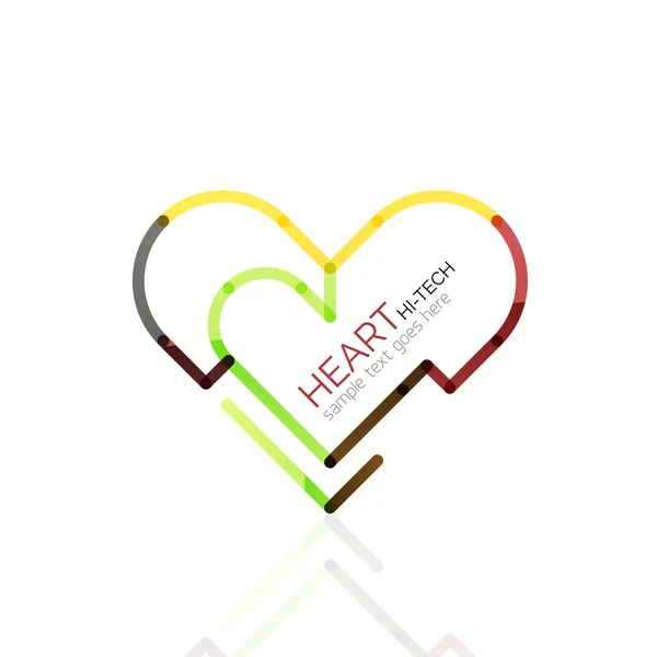 Logo love heart, astratto lineare geometrica icona di business — Vettoriale Stock