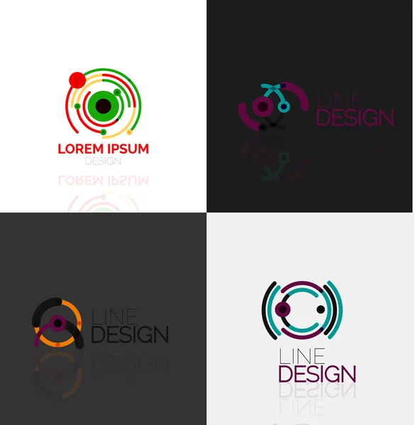 Conjunto de logotipos abstratos lineares. Rodar, círculo, loop infinito e outros conceitos. Modelos de marca de logotipo — Vetor de Stock