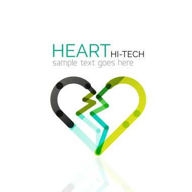 Logo aşk kalp, doğrusal geometrik iş simgesi