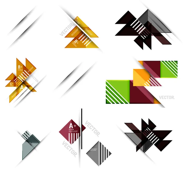 Ensemble de bannières géométriques de style design en papier avec un échantillon de texte, des éléments infographiques — Image vectorielle
