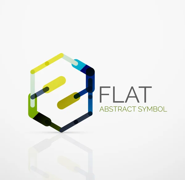 Logo - diseño plano lineal minimalista abstracto. Negocios de alta tecnología símbolo geométrico, líneas de segmentos multicolores — Archivo Imágenes Vectoriales