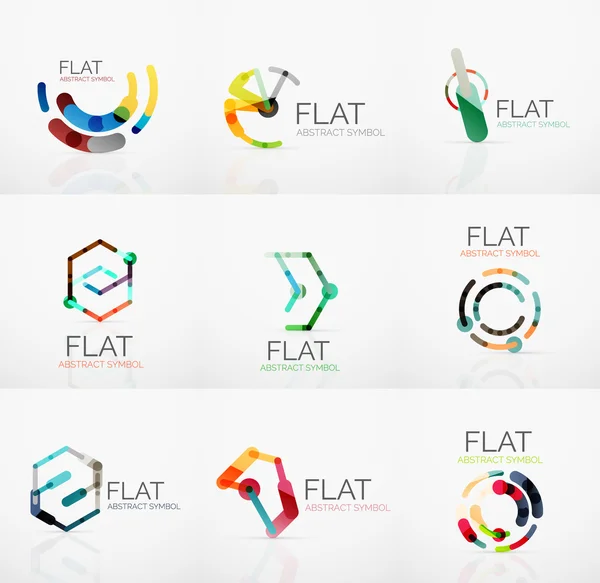 Colecția de logo-uri design liniar minimalist abstract. Business simboluri geometrice hi-tech, linii de segmente multicolore — Vector de stoc
