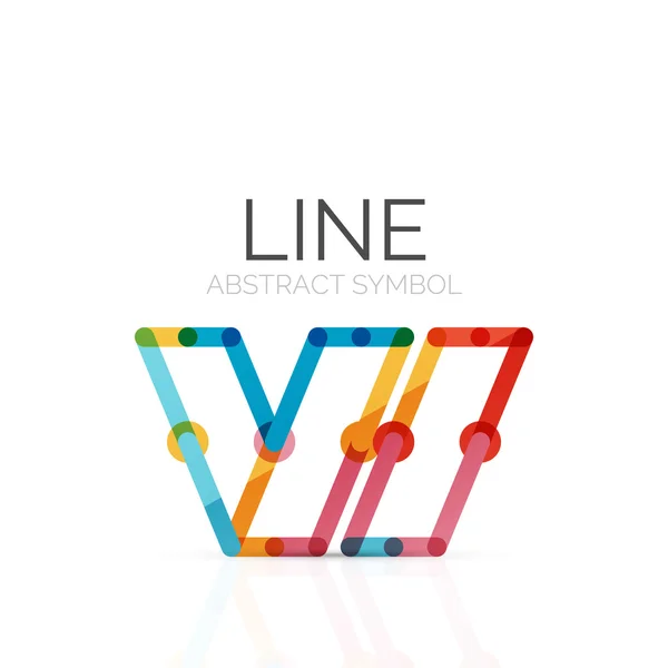 Linear abstract logo, connected multicolored segments of lines geometrical figure — Stock Vector