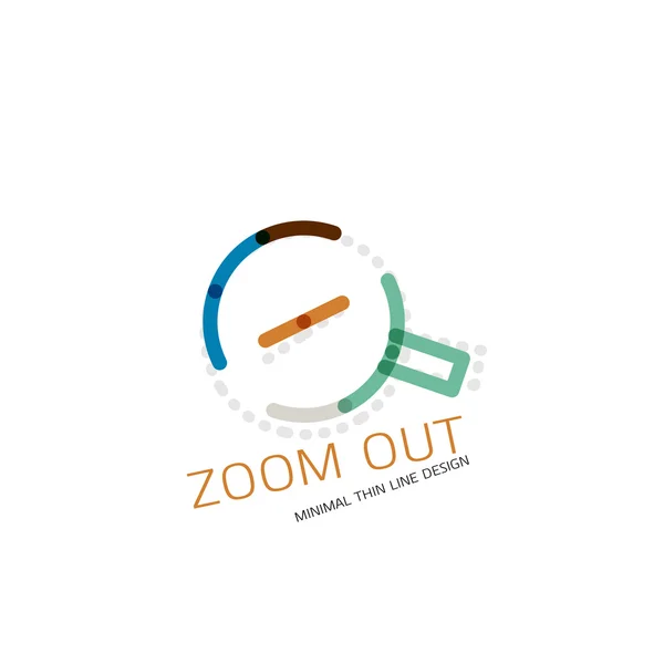 Vector thin line design logo magnifying glass, search and find or zoom logotype concept. Linear minimalistic business icon — Stock Vector