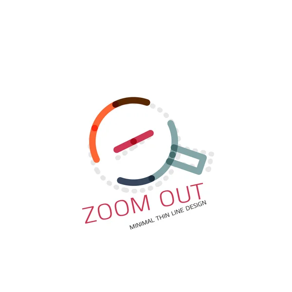 Vector thin line design logo magnifying glass, search and find or zoom logotype concept. Linear minimalistic business icon — Stock Vector