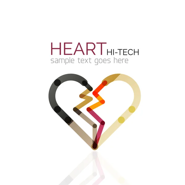 Logo corazón del amor, icono de negocio geométrico lineal abstracto — Vector de stock