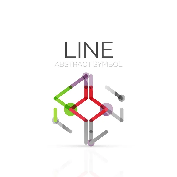 Logotipo abstrato linear, segmentos multicoloridos conectados de linhas figura geométrica — Vetor de Stock