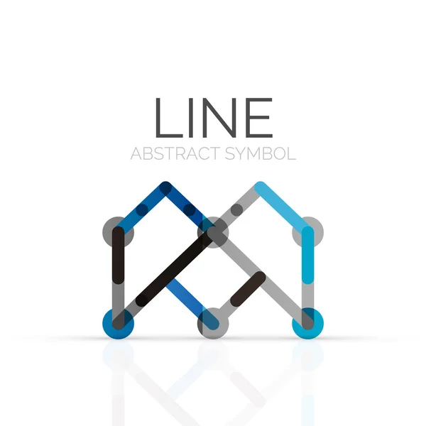 Logotipo abstrato linear, segmentos multicoloridos conectados de linhas figura geométrica — Vetor de Stock