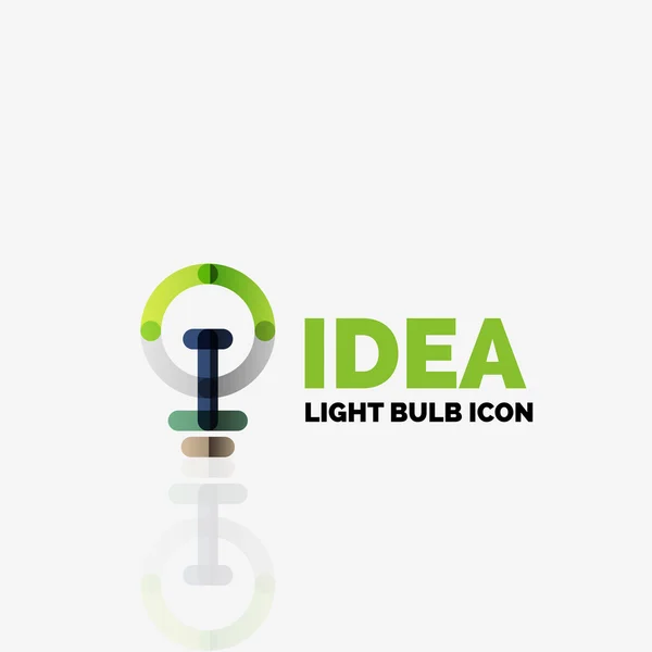 Logo, ampoule vectorielle abstraite géométrique linéaire icône d'entreprise. Concept d'idée — Image vectorielle