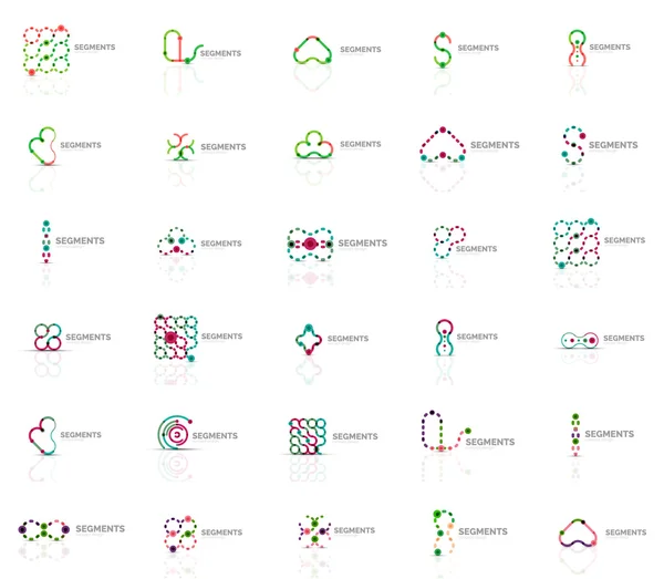 Reihe von vektorlinearen Logos, geometrischen abstrakten Symbolen, eleganten Symbolen — Stockvektor